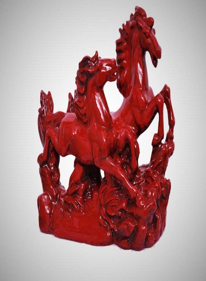 INARA Creation Two Running Red Victory Horses (Feng Shui & Vastu) (Size - Big) - Image 1